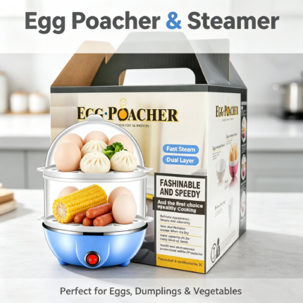 𝐀𝐮𝐭𝐨𝐦𝐚𝐭𝐢𝐜 𝐄𝐠𝐠 𝐂𝐨𝐨𝐤𝐞𝐫 & Food Steamer- 𝐃𝐨𝐮𝐛𝐥𝐞 𝐥𝐚𝐲𝐞𝐫