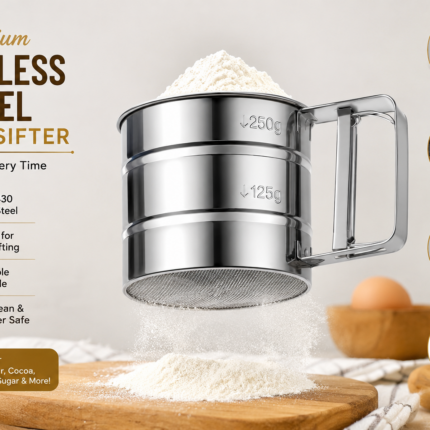 Premium Stainless Steel Flour Sifter | আটা-ময়দা, চিনি, আইসিং সুগার, কোকো পাউডার, মসলা সব ছাকা যাবে