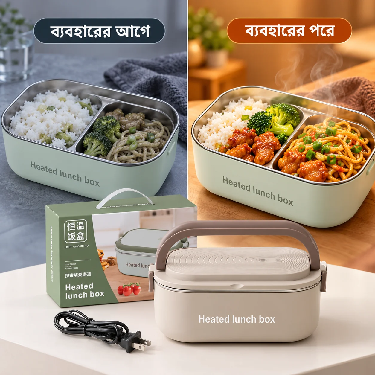 Heated Electric Lunch Box | Portable Oven | ১০মিনিটে খাবার গরম - Image 2