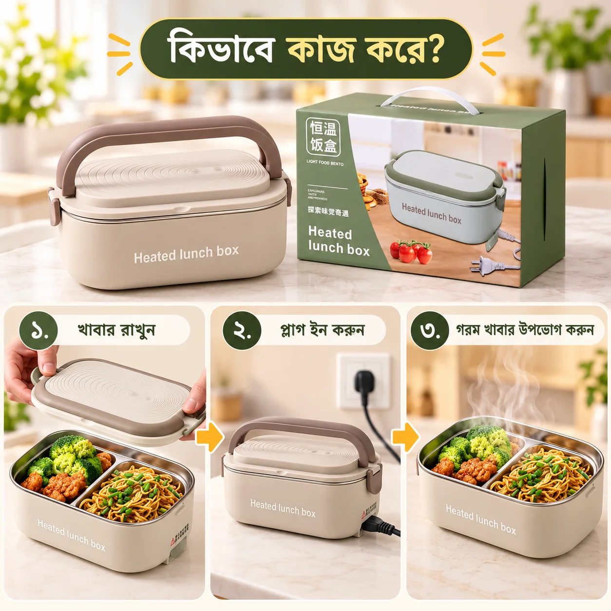 Heated Electric Lunch Box | Portable Oven | ১০মিনিটে খাবার গরম - Image 3